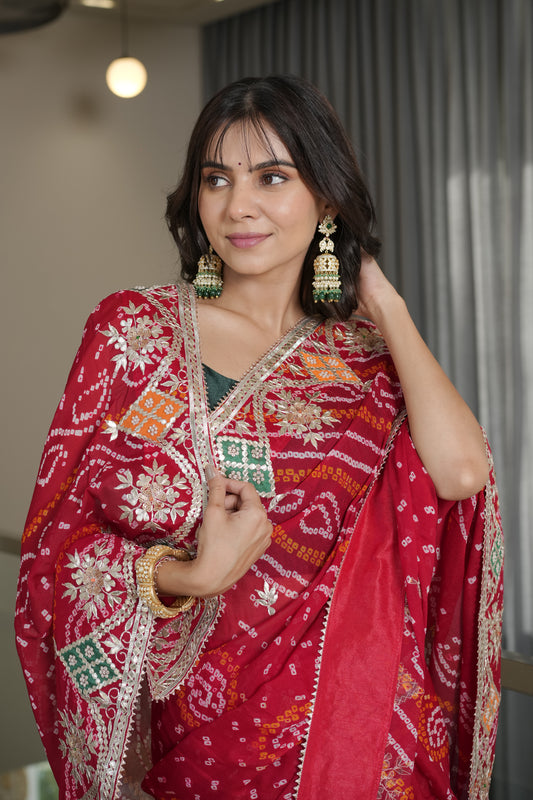 Classic Red Crape Silk Saree