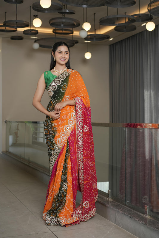 Multi Colour Georgette Saree