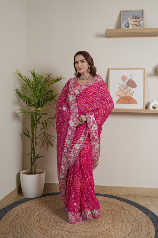 Designer Pure Rani Crape Silk Saree