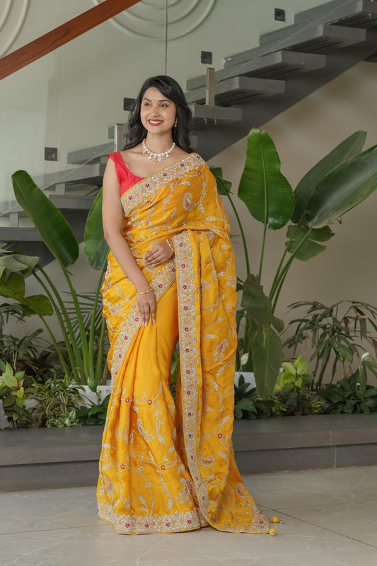 Elegant Mustard Colour Saree