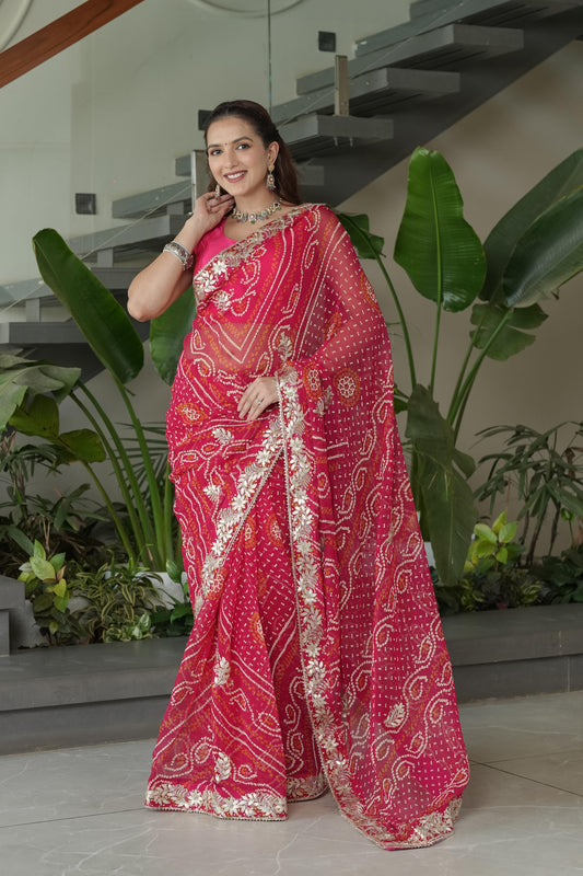 Lightweight Chiffon Red Saree