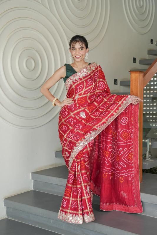 Maroon Gajji Silk Saree