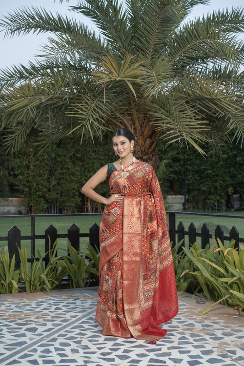 Unique Figure Digital Print Saree