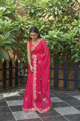 Rani Pink Georgette Gota Saree