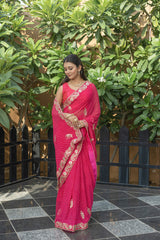 Rani Pink Georgette Gota Saree