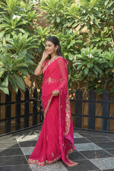 Rani Pink Georgette Gota Saree
