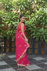 Rani Pink Georgette Gota Saree