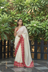Buttercream Rani Silk Gota Zarkan Saree