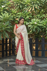 Buttercream Rani Silk Gota Zarkan Saree