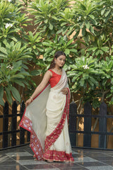 Buttercream Rani Silk Gota Zarkan Saree
