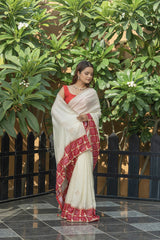 Buttercream Rani Silk Gota Zarkan Saree
