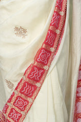 Buttercream Rani Silk Gota Zarkan Saree