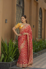 Rani Banarsi Georgette Saree with Gota Aari-Tari Work