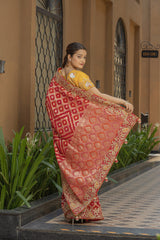 Rani Banarsi Georgette Saree with Gota Aari-Tari Work