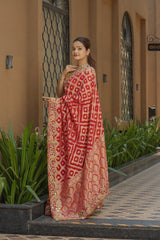 Rani Banarsi Georgette Saree with Gota Aari-Tari Work