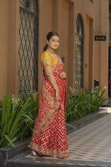 Rani Banarsi Georgette Saree with Gota Aari-Tari Work
