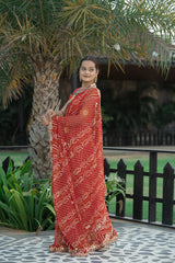 Red Chiffon Gota Aari-Tari Work Saree