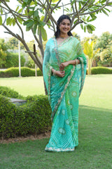 Chiffon Bandhni Saree