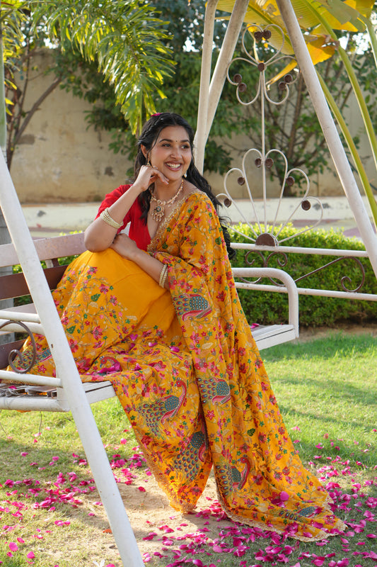 Kashmiri Embroidery Saree