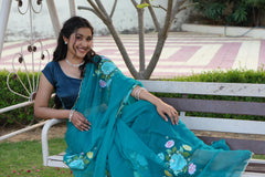 Chiffon Brush Print Saree