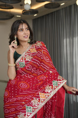 Classic Red Crape Silk Saree