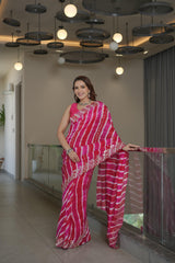 Beautiful Rani & Red Silk Saree