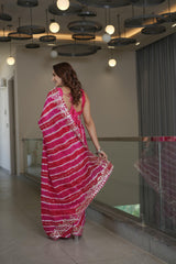 Beautiful Rani & Red Silk Saree