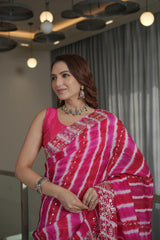 Beautiful Rani & Red Silk Saree