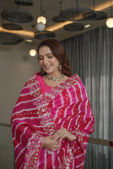 Beautiful Rani & Red Silk Saree