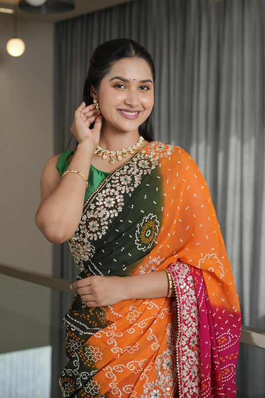 Multi Colour Georgette Saree