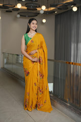 Bright Mustard Crape Saree