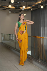 Bright Mustard Crape Saree