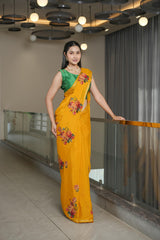 Bright Mustard Crape Saree