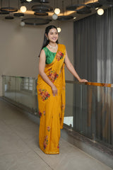 Bright Mustard Crape Saree