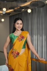 Bright Mustard Crape Saree