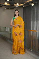 Bright Mustard Crape Saree