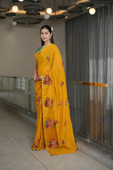 Bright Mustard Crape Saree