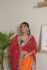 Soft Silk Mustard Red Saree