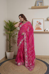 Designer Pure Rani Crape Silk Saree