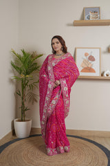 Designer Pure Rani Crape Silk Saree