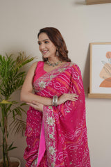 Designer Pure Rani Crape Silk Saree