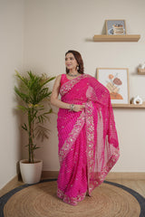 Rani Chinoon Crape Saree