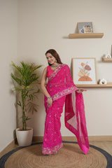Rani Chinoon Crape Saree