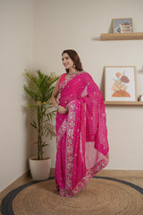 Rani Chinoon Crape Saree