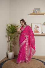 Rani Chinoon Crape Saree
