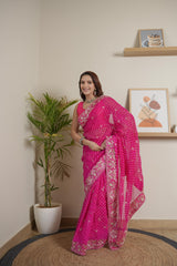 Rani Chinoon Crape Saree