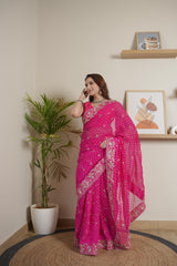 Rani Chinoon Crape Saree