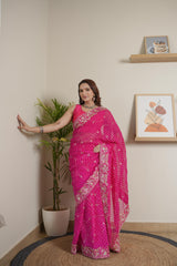 Rani Chinoon Crape Saree