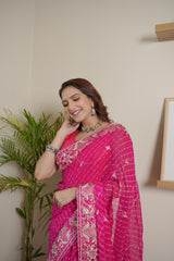 Rani Chinoon Crape Saree