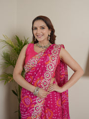 Designer Rani Chinoon Crape Saree